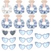 Satin Bridesmaid Scrunchies Bachelorette Hair Ties Set of 8 sunglasses Bridal Shower No Damage Hairties ideas Gift for Wedding Party Favors Bridesmaid Proposal Gifts (White & Dusty Blue)