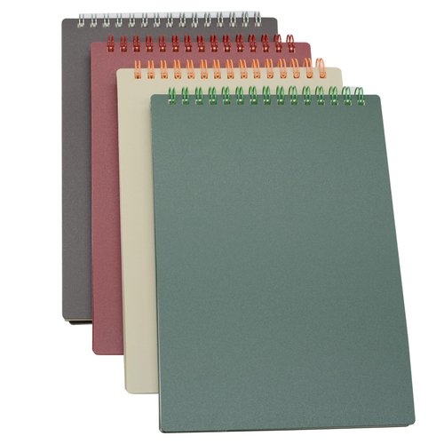 Yansanido Top Bound Spiral Notebook, 4 Pcs 4 Color A5 Size Thick Plastic Hardcover 7mm College Ruled Paper 80 Sheets (160 Pages) Journal for School and Office Supplies (4 Pcs A5)
