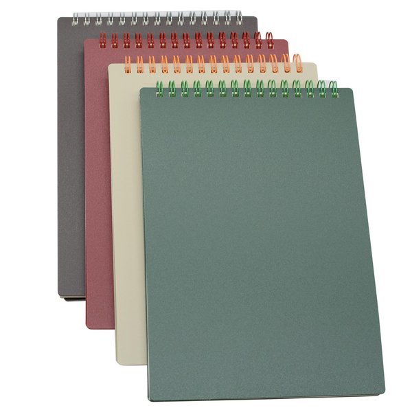 Yansanido Top Bound Spiral Notebook, 4 Pcs 4 Color A5 Size Thick Plastic Hardcover 7mm College Ruled Paper 80 Sheets (160 Pages) Journal for School and Office Supplies (4 Pcs A5)