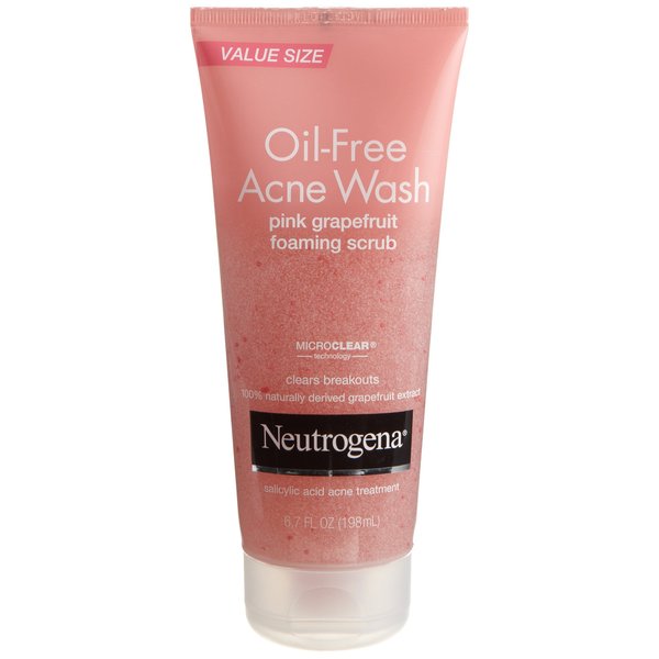 Neutrogena Oil Free Pink Grapefruit Acne Face Wash with Vitamin C, Salicylic Acid Acne Treatment Medicine, Gentle Foaming Vitamin C Facial Scrub to Treat and Prevent Breakouts, 6.7 fl. oz (Pack of 2)
