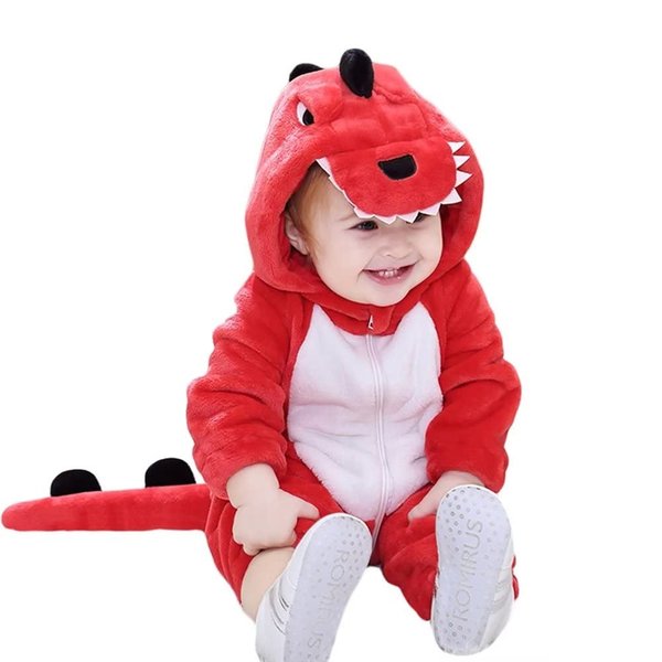 Baby Red Dinosaur Costumes Unisex Toddler Outfit Halloween Dress Up Romper 6-12 Months