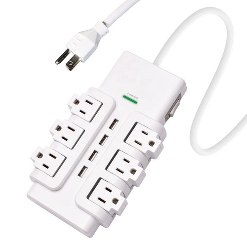 E-Macht Power Strip Surge Protector with Rotating Outlets 6 ft Long Extension Cord Mountable Swivel Power 6 AC Outlets+4 USB Ports, 1020J 15A 1875W,for Home, Office, Room