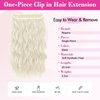 REECHO Blonde Hair Extensions, 20” One Piece Clip in Hair Extensions Thick Long Beach Wavy Natural Soft Synthetic Hairpieces for Women, Platinum Blonde
