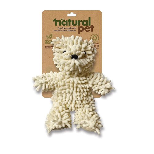 Nubz Bear Dog Toy Premium Natural Plush with Squeaker