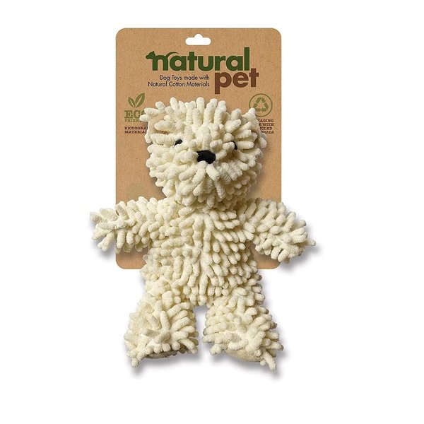 Nubz Bear Dog Toy Premium Natural Plush with Squeaker