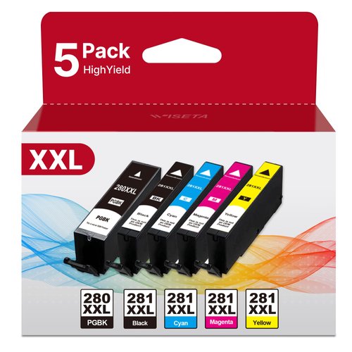 PGI-280XXL CLI-281XXL Ink Cartridges Compatible for Canon Ink 280 and 281 Cartridges for Canon tr8620a Ink cartridges to Use with TR8620 TR8520 TR8600 TS9521C TS702a TS9520 Printers (5 Packs)