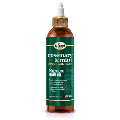 Difeel Rosemary and Mint Premium Hair Oil Infused with Biotin 8 oz. - Made with Natural Mint & Rosemary Oil for Hair Growth