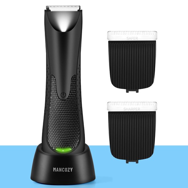 Mancozy Electric Body Hair Trimmer for Men,Groin Hair Trimmer Hair Clippers Lightweight Male Lawn Mower-Waterproof,Rechargeable, Standing Recharge Dock