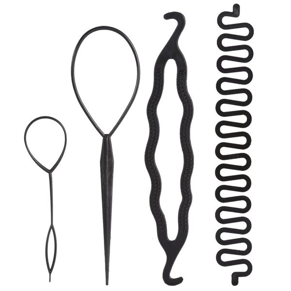 Braiding Tools,4/9Pcs Hair Bun Maker, Hair Braiding Clip Tool Styling Disk Twist Tools Kit Diy Hair Style Accessories 3 Types