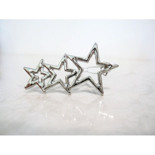 Generic Silver metal triple star hair clip clamp barrette snap clip