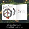 Tree-Free Greetings Christmas Cards and Envelopes, Holiday Card Set, 5 x 7 Inch Cards, Holiday Box Set of 10, Peace Wreath, (HB93537)