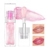 Color Changing Lip Oil,Moisturizing Magic Big Brush Color Changing Lip Gloss,Warm Change Long Lasting Nourishing Lip Glow Oil Non-sticky Primer Lip Tint（Clear to Pink）