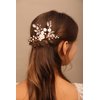 YERTTER Floral Wedding Hair Pins for Brides and Bridesmaids Flower Rose Bridal Clips Boho Crystal Rhinestones Decorative Hair Pieces for Women Girls (Rose Gold)