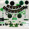 meowtastic Birthday Decorations, Happy Birthday Banner with Honeycomb Balls, Star Hanging Swirl Streamer, Circle Dot Garland, Happy Birthday Party Decorations for Women Men Boys Girls (Green & Black)