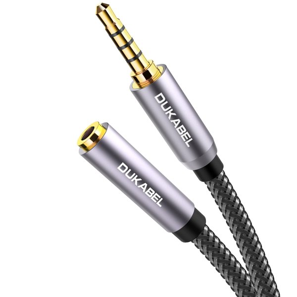 DUKABEL Headphone Extension Cable, 3.5mm Male to Female Stereo Audio Cable Lossless Sound Premium Audio Cord Gold Plated Jack & Strong Nylon Braided - Top Series (4ft/1.2m)