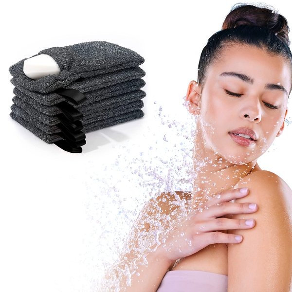 6 Pack Soap Saver Pocket - Travel Exfoliating Body Scrubber Soap Pouch,Bar Soap Holder for Women and Men,Body Exfoliating Scrubber Rough Sponge for Shower and Bath - Grey