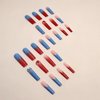 IMSOHOT Square Press on Nails Extra Long Fake Nails French Tips Acrylic False Nails with Blue Red Bubbles Gradient Designs Rhinestone Full Cover Glossy Glue on Nails 24Pcs
