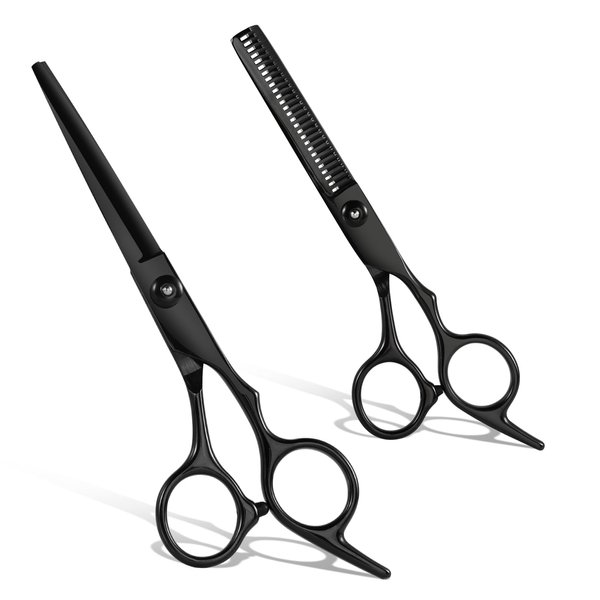 2 Pcs Sharp Hair Cutting Scissors, Stainless-Steel 6.7‘’ Barber Scissors Professional, Multifunctional Thinning Shears for Hair Cutting, Wigs Texturizing Tools for Women Men Home Salon