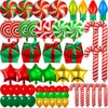64 Pcs Christmas Foil Balloons Decoration Set,Candy Cane Gift Box Swirl Mylar Christmas Party Balloons,Red Green Balloons for Christmas New Year Candies Xmas Theme Party Decorations