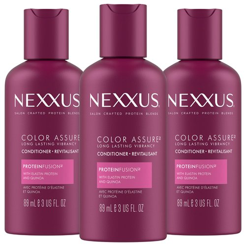 Nexxus Conditioner, Color Assure, Travel-Size 3-Pack – Replenishes and Extends Hair Color Vibrancy, 3 Oz Ea