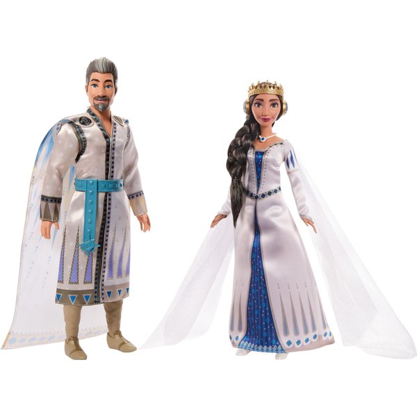 Mattel Disney’s Wish 2-Doll Set, King Magnifico & Queen Amaya Posable Fashion Dolls with Removable Outfits & Accessories, HRC18