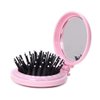 LOUISE MAELYS 4pcs Round Folding Pocket Hair Brush Mini Hair Comb with Makeup Mirror for Travel Candy Color
