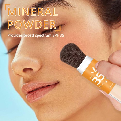 IONSGAKO Mineral Sunscreen Powder SPF Powder for Face Oil Control Matte Finish Breathable Translucent Powder SPF 35 Setting Powder Mineral Brush Powder Face Sunscreen for All Skin-Translucent