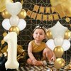 1st Birthday Decoration for Boys Girls, Cream White Gold 1st Birthday Balloon, 40 Inch Number 1 Balloon Sand White Star Heart Foil Balloons and Birthday Banner for Baby 1 Year Old Birthday Party Decor