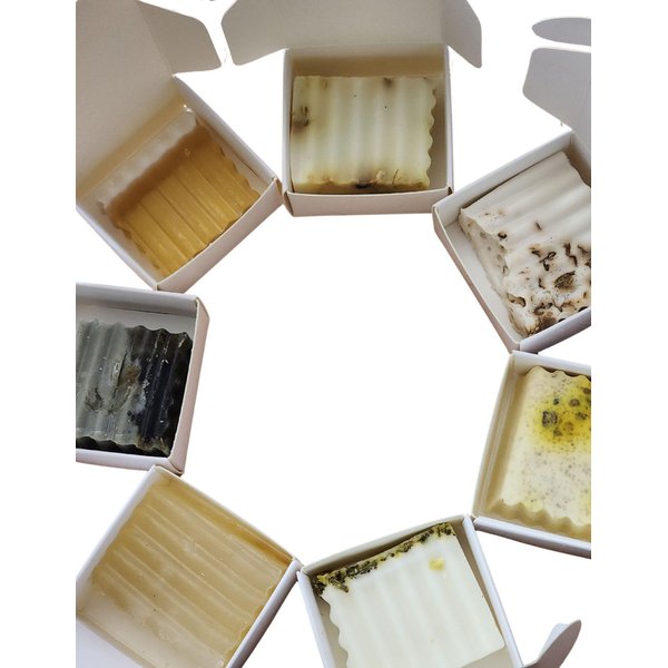 Handmade Herbal Soap Gift Set, 4 Boxes 1oz each, Assorted Scents include Babe, Lava, Stat2, Le'Ginger