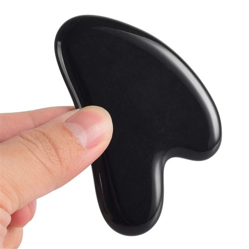 Mndrlin Natural Black Obsidian Crystal Jade Gua Sha Scraping Facial Massage Tool, Stone Scraping Scraper Board for SPA Women Men