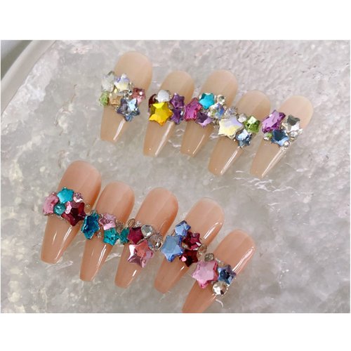 50pcs Crystal Star Nail Charms, 3D Stars Nail Art Rhinestones Nail Gems Multicolor Star Charms Nail Jewels for Nail Art DIY Nail Accessories Nail Supplies for Women Girls (Small)