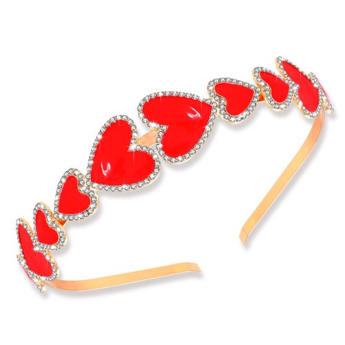 JERTOCLE Valentine's Day Heart Headbands for Women Heart Glitter Headbands Rhinestone Heart headbands Heart Hair Hoops Heart Hair Accessories Heart Hair Band Glitter Heart Headwear Gifts