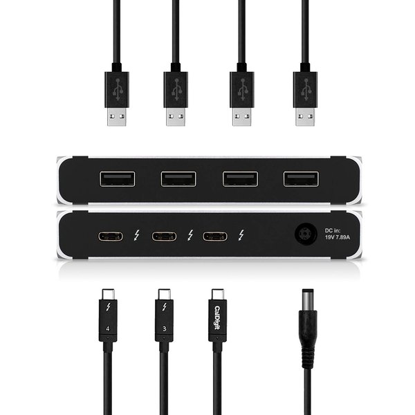 CalDigit Thunderbolt 4 Element Hub - 4X USB4 Ports, USB 3.2 Gen2 10Gb/s, Single 8K or Dual 4K Displays, 60W Charging, 0.8m Cable