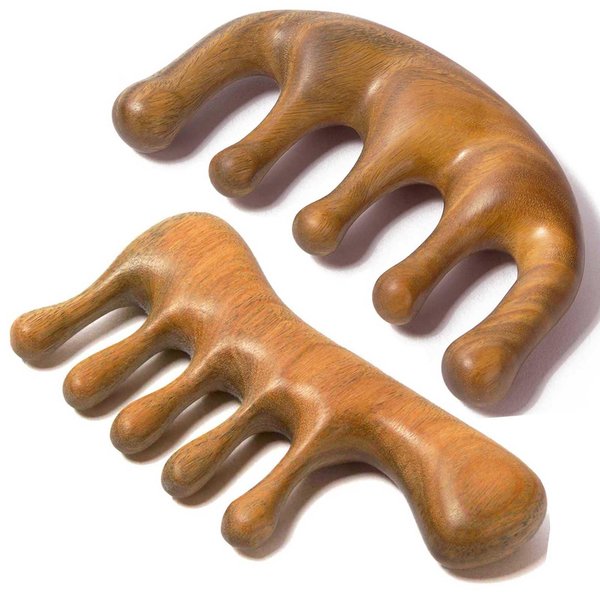 Moreinday Loc Comb 2 Pack Massage Comb Wooden Scalp Massager Green Sandalwood Hair Comb Gift for Women Men