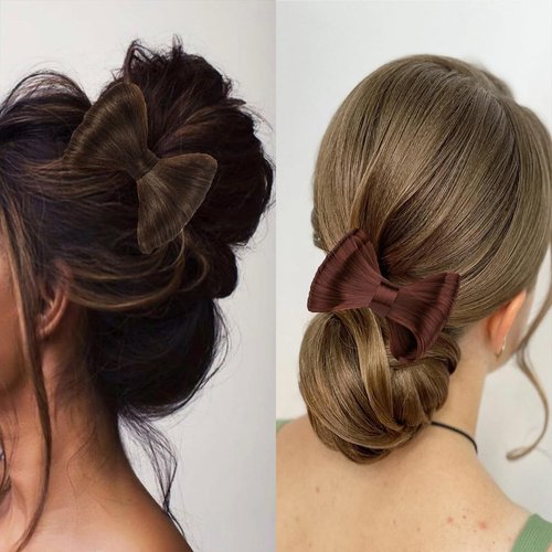 Generic Bowknot Wig Clips Accessories for Women Synthetic Fiber Prom Party Fake Hair Buns Clip Hair Styling Clip Decorative Hair Clips Accessories Dark Brown Black
