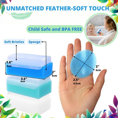 Cradle Cap Brush & Baby Comb Set - Newborn Bath Essentials | Baby Cradle Cap Treatment | Baby Scalp Scrubber (6-Pack)