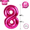 Hot Pink 8 Balloon, Number Balloons 40 Inch, 8th Birthday Decorations for Girls, Birthday Balloons, Hot Pink Party Supplies, Number 8 Balloon