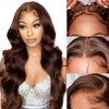 250% Density Wear And Go Chocolate Brown Body Wave Lace Front Wigs Human Hair 5x5 HD Lace Front Wigs For Women Auburn Brown Colored with Baby Hair Glueless Wigs Human Hair Full And Thick 24Inch