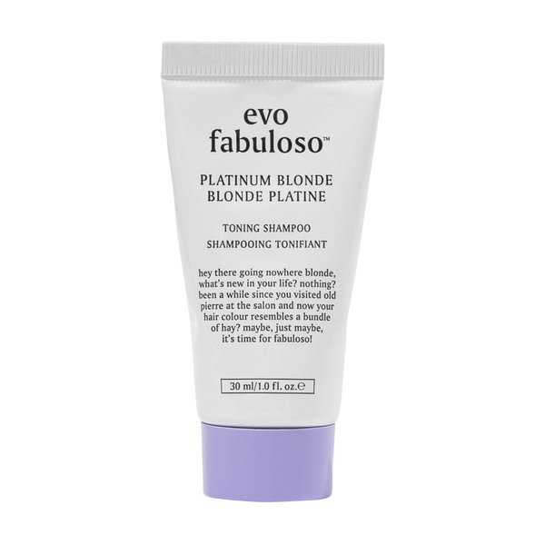 EVO Fabuloso - Platinum Blonde Toning Shampoo - Refreshes and revives colored hair - Purple Shampoo to Extended Life of Color - Treated Blonde Hair Travel Size, 30ml / 1.01fl.oz