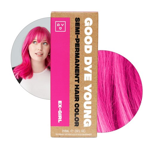 Good Dye Young Semi Permanent Pink Hair Dye (Ex-girl) – UV Protective Temporary Hair Color Lasts 15-24+ Washes – Conditioning Pink Hair Dye