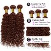 Dark Brown Water Curly Bundles #4 Human Hair Loose Light Brown Deep Water Wave Bundles Double Weft Brazilian Remy Hair Extensions Wet and Wavy Bundles Silky Soft for Black Women(22 24 26 Inch)