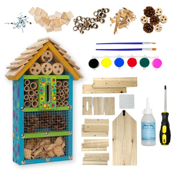 SparkJump Premium Bug Hotel Kit - DIY Solid Cedar Wood Craft Kit for Building Your Own Bee Hotel, Lady Bug House, or Mason Bee House - Educational Bee Hotel Kit for Parents & Teachers