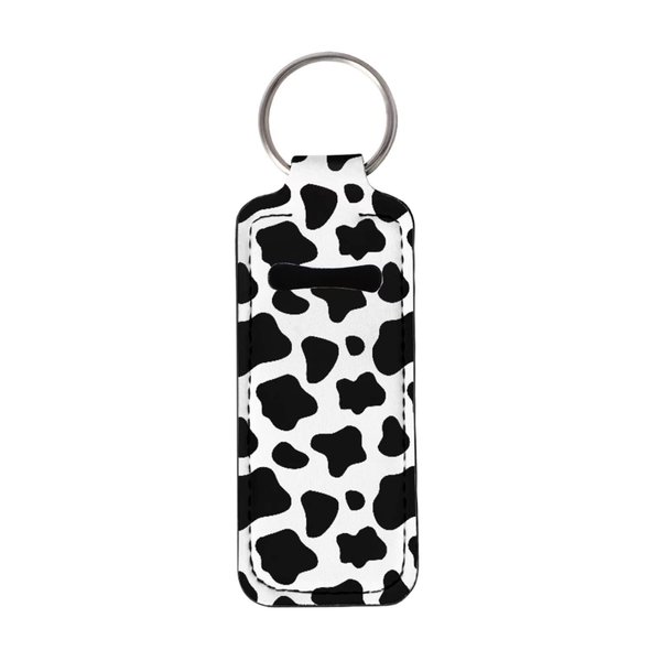 JEOCODY Animal Cow Chapstick Holder Keychain Two Packs Clip-on Sleeve Chapstick Pouch Tight-Knit Elastic Lipstick Key Chain Holder for Purse Travel