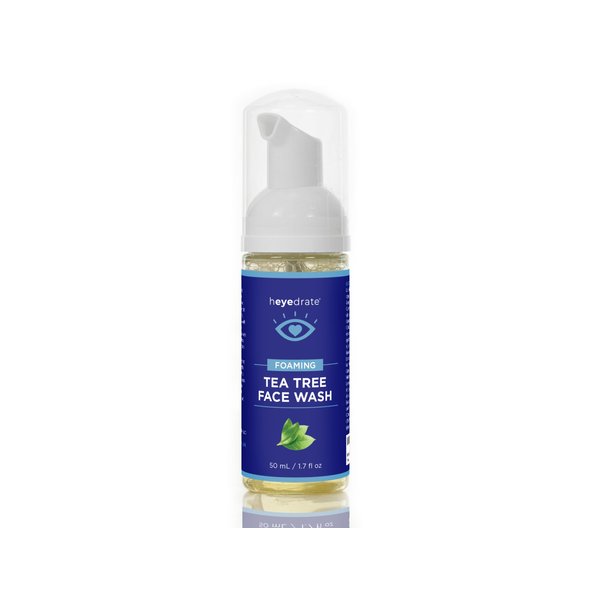 Heyedrate Foaming Tea Tree Face Wash and Eyelid Cleanser – Natural, Organic Ingredients with Aloe Vera - Gentle Formula for Effective Eyelid Cleansing – Soothes & Refreshes - 1.7Oz (Package May Vary)