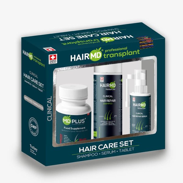 HairMD Post-Transplant Hair Repair Set – 1- Month Hair Repair Treatment with Repair Shampoo, Repair Serum, Hair Multivitamins – Advanced Hair Care Products with Biotin, Keratin, Collagen