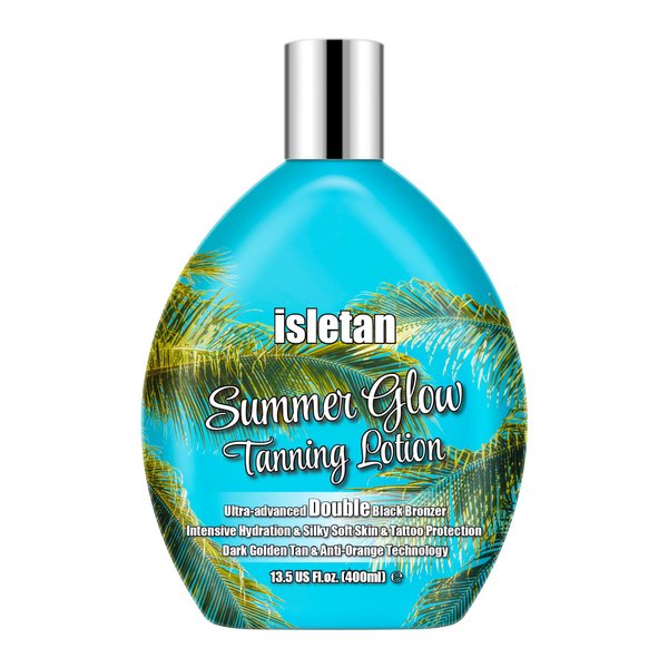 isletan Summer Glow Tanning Lotion Accelerator for Indoor Tanning Beds & Outdoor Sun with Bronzer to Get Dark Fast Tan，Sun Bed Tanning Lotion Dark with Tattoo Protecting Formula, DHA Free, 13.5oz