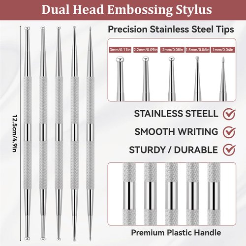 5Pcs Dotting Tools for Nail Art 2 Way Dotting Pen Tool Nail Art Tip Stainless Steel Dot Paint Pens Manicure kit Nail Art Tools Dotting Tools