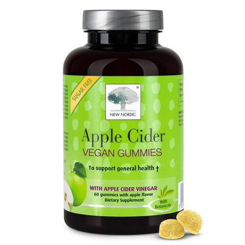 NEW NORDIC Apple Cider Vinegar Gummies | 400 mg Daily Intake with The Mother Strain | Sugar Free ACV Dietary Supplement | No Vinegar Taste | 60 Count (Pack of 1)