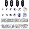 1500 PCS Rhinestones with 1 Rhinestone Picker Tool and 1 Tweezer, Wax Pencil for Rhinestones, Dual-Ended Nail Dotting Tool, Rhinestone Applicator Tool for DIY Nail Art (Black)