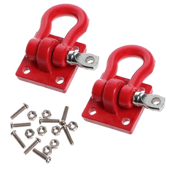 ShareGoo Metal RC Crawler Trailer Tow Hook Hooks Buckle Winch Shackles RC Decorations Accessories Compatible with 1/10 Scale RC Crawler Truck TRX4 D90 SCX10 Climbing Car (Red)
